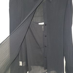 Jones New York pleated sheer long sleeve Blouse Sz 14